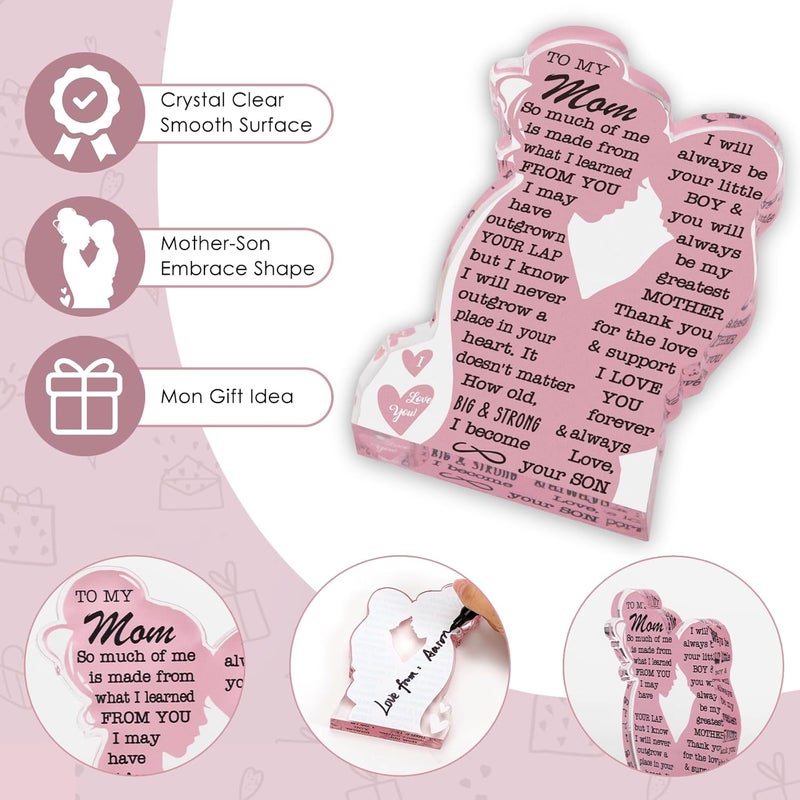 LuoHere Mom Gifts Valentines Birthday Gift from Son, Mom Birthday Gift Ideas Cool I Love Mom Best Mom Ever Gifts New Mom Single Mom Mama Christmas Easter Mother's Day Gift 2025 Acrylic Plaque Sign - Image 3